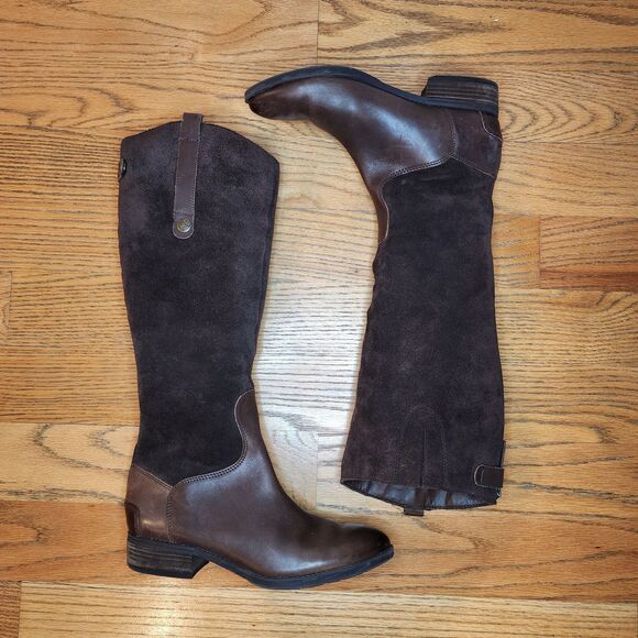 Sam Edelman Pembrooke brown Suede Knee High Riding Boots western block heel 8.5 - Picture 1 of 12